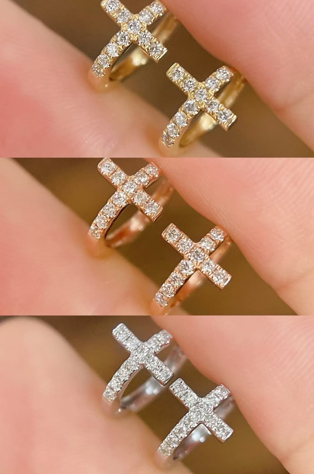 18k金鑲8mm天然鑽石耳環