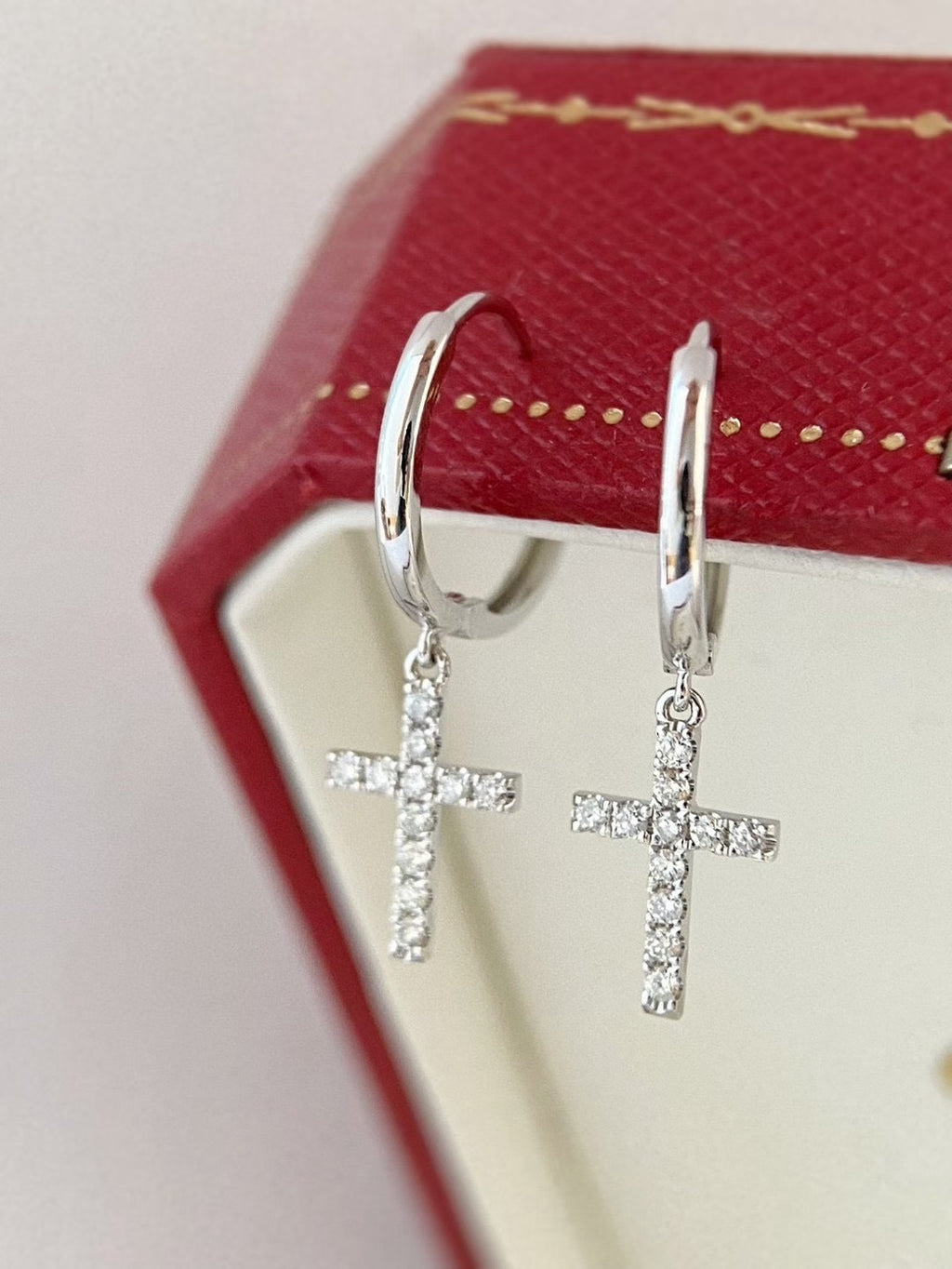 18k金十字架耳環