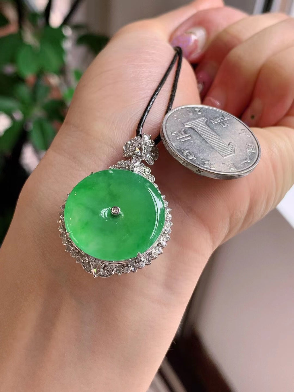 翡翠滿綠平安扣吊墜