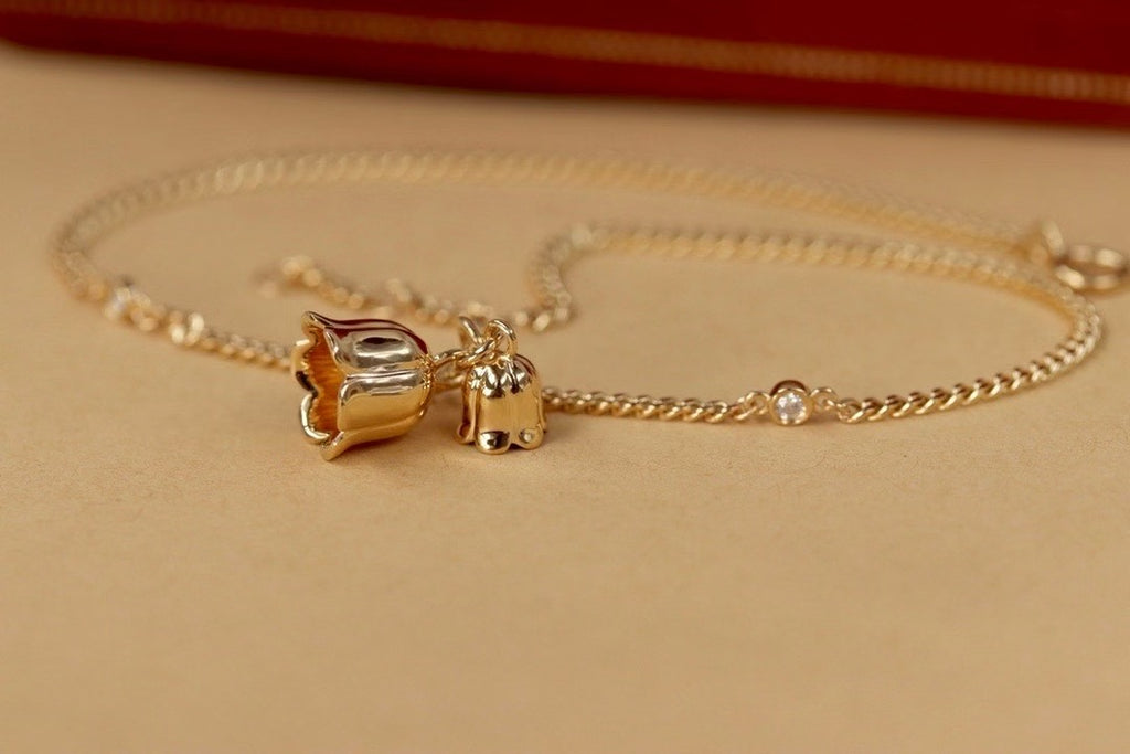 18K金鈴蘭花鑽石手鍊