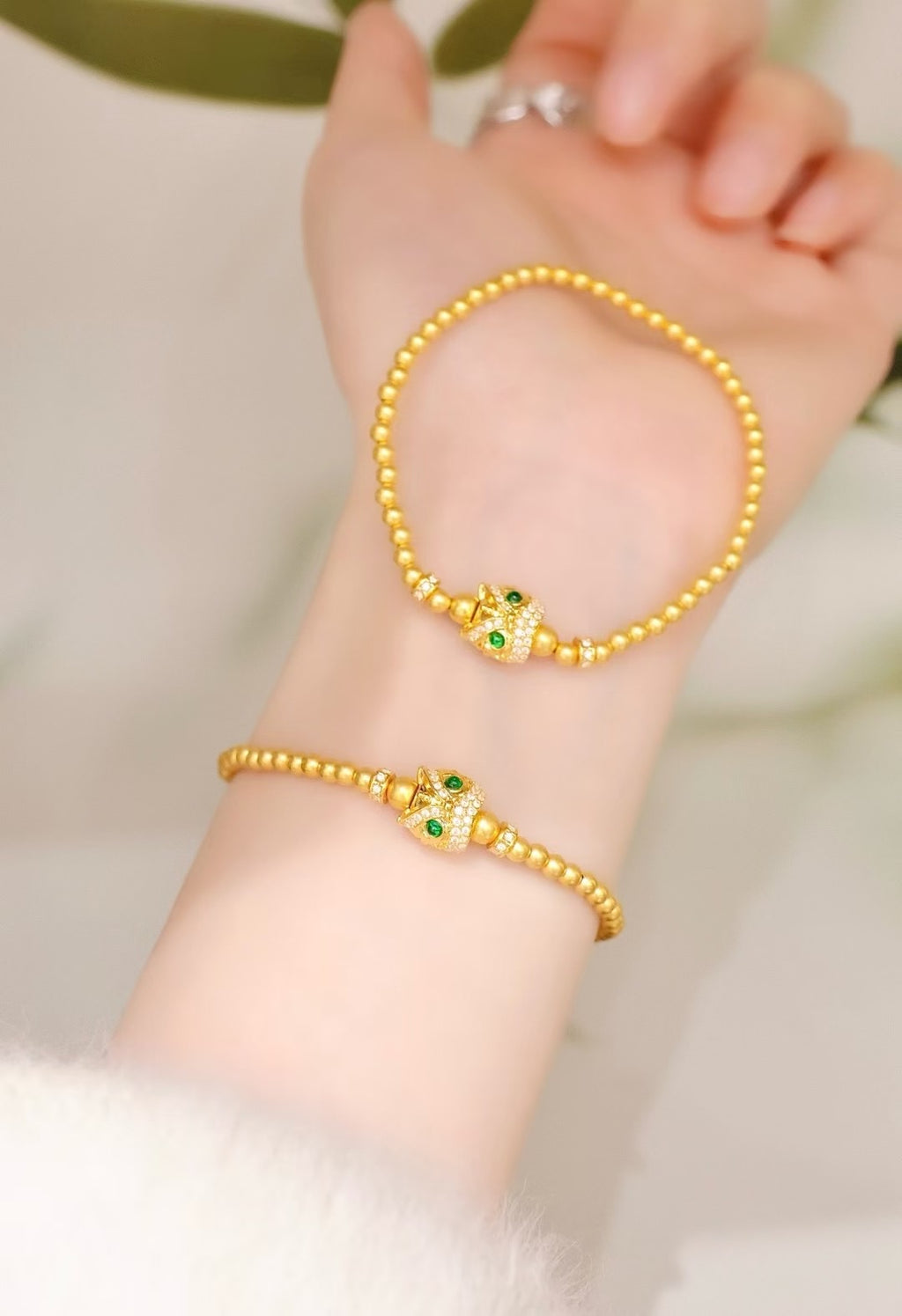 18k綠寶莫桑鑽舞獅手鏈