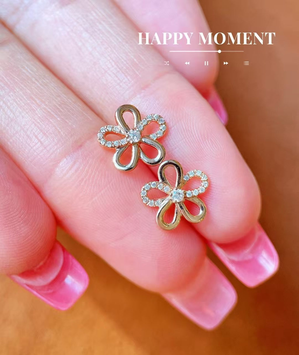 18k鑽石花朵耳環