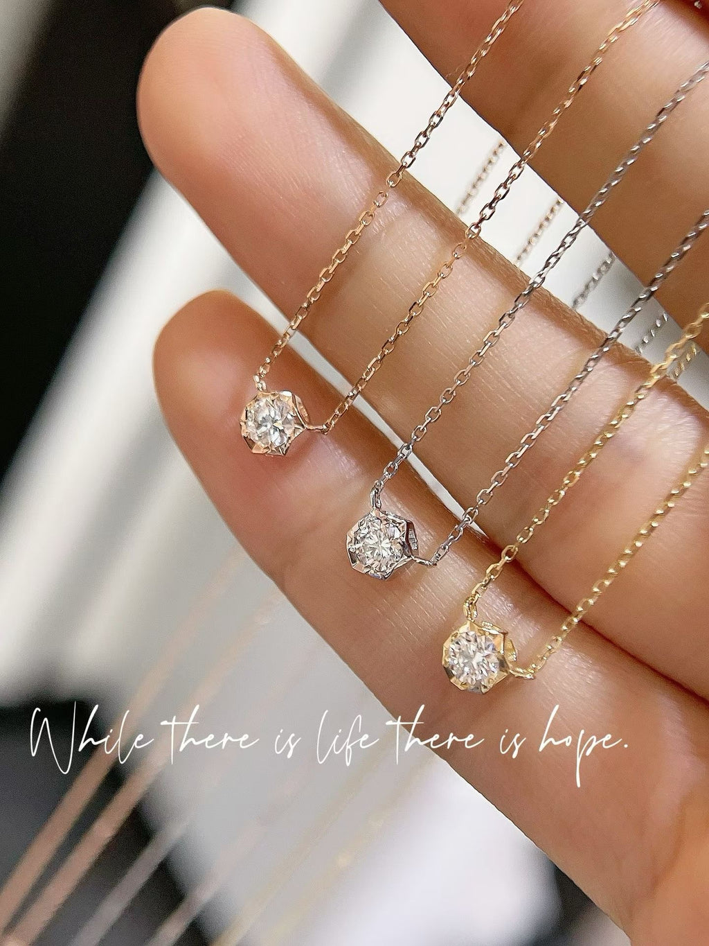 18k鑲嵌天然鑽石頸鏈