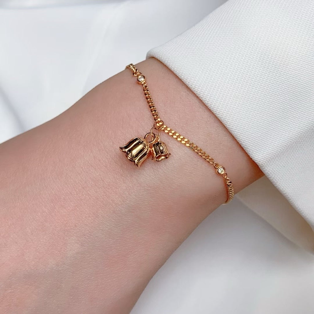 18K金鈴蘭花鑽石手鍊