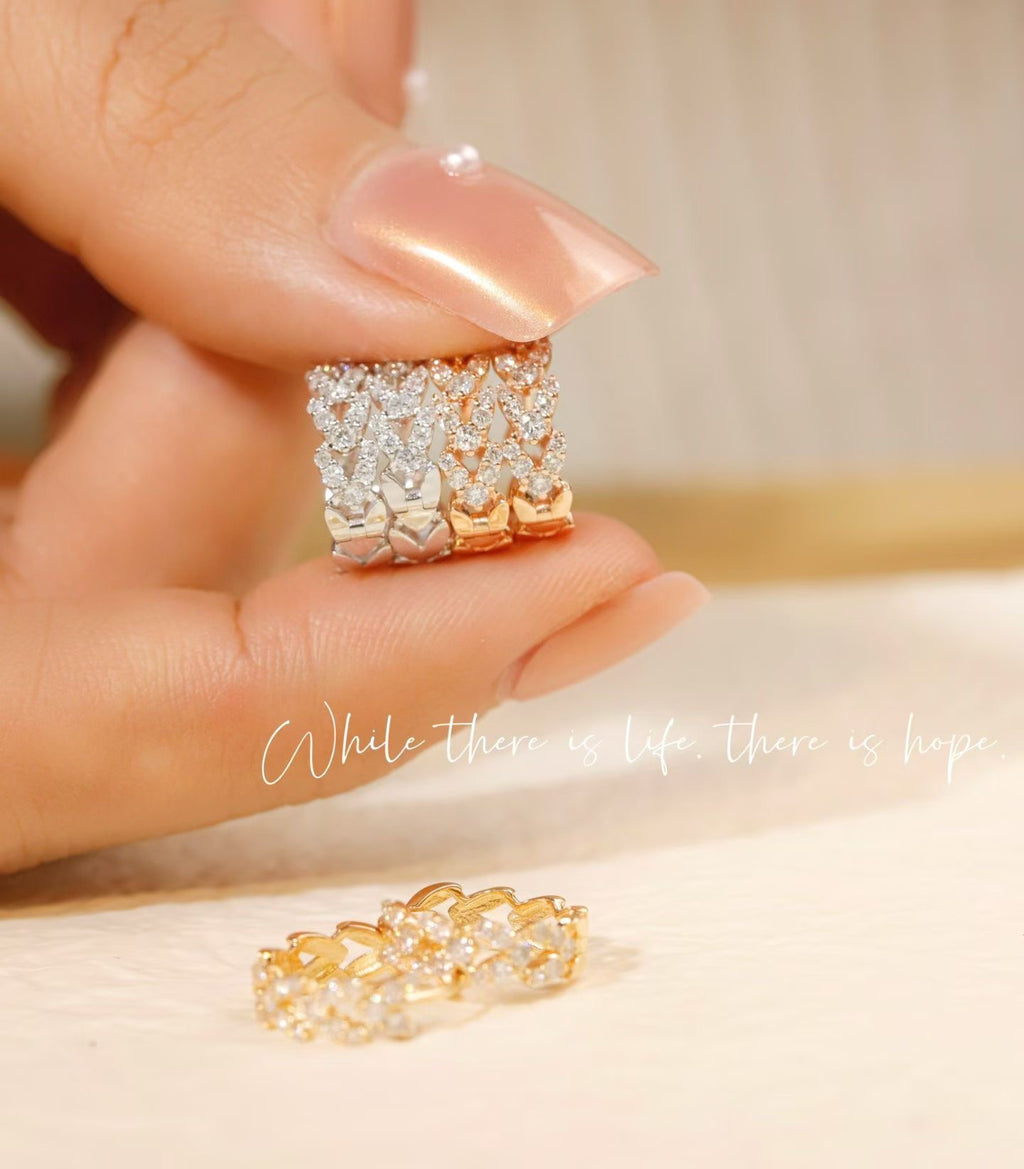 18K麥穗鑽石耳環