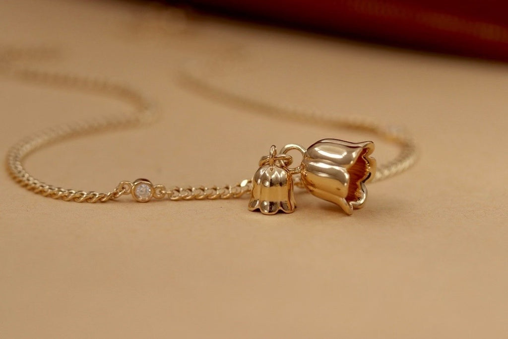 18K金鈴蘭花鑽石手鍊