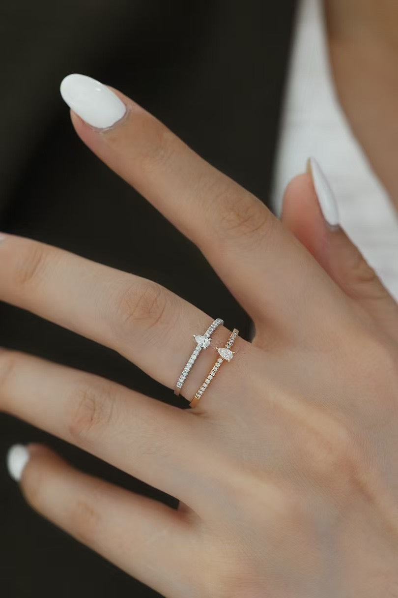 18K馬眼鑽石戒指