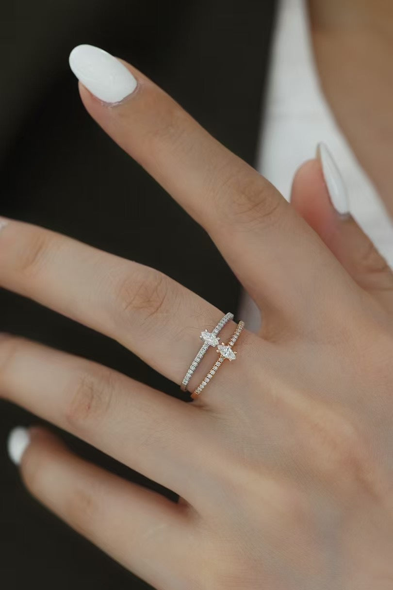 18K馬眼鑽石戒指