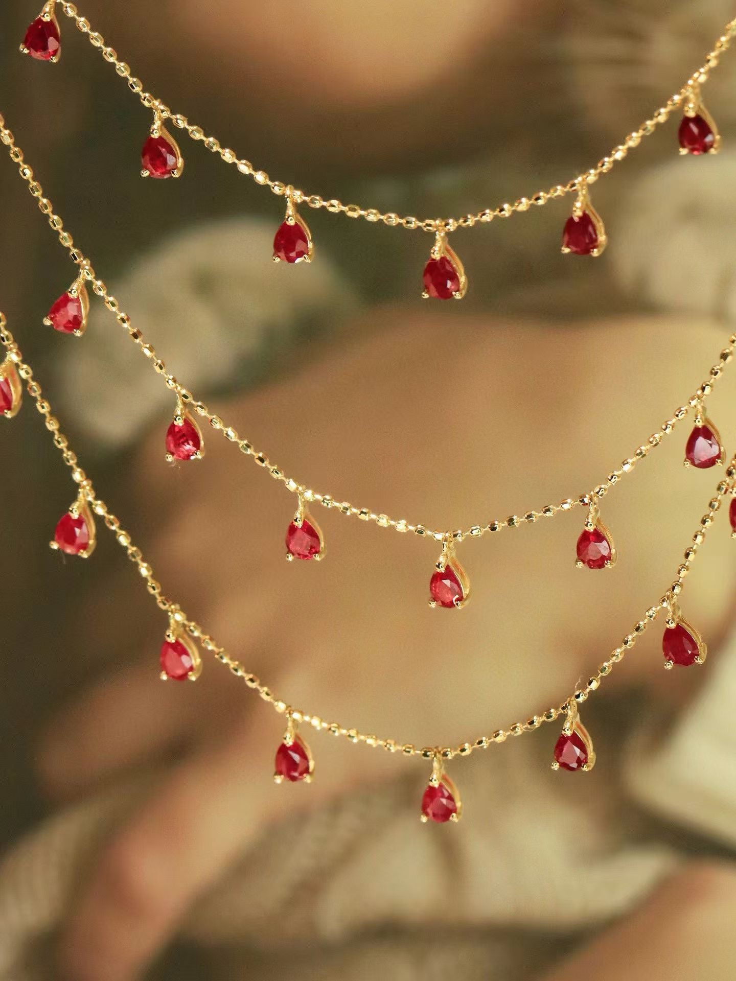 18K水滴紅寶石頸鏈