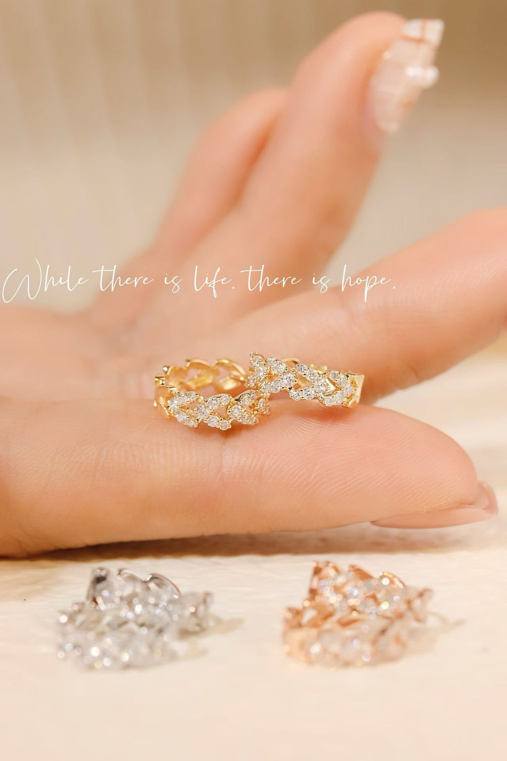 18K麥穗鑽石耳環