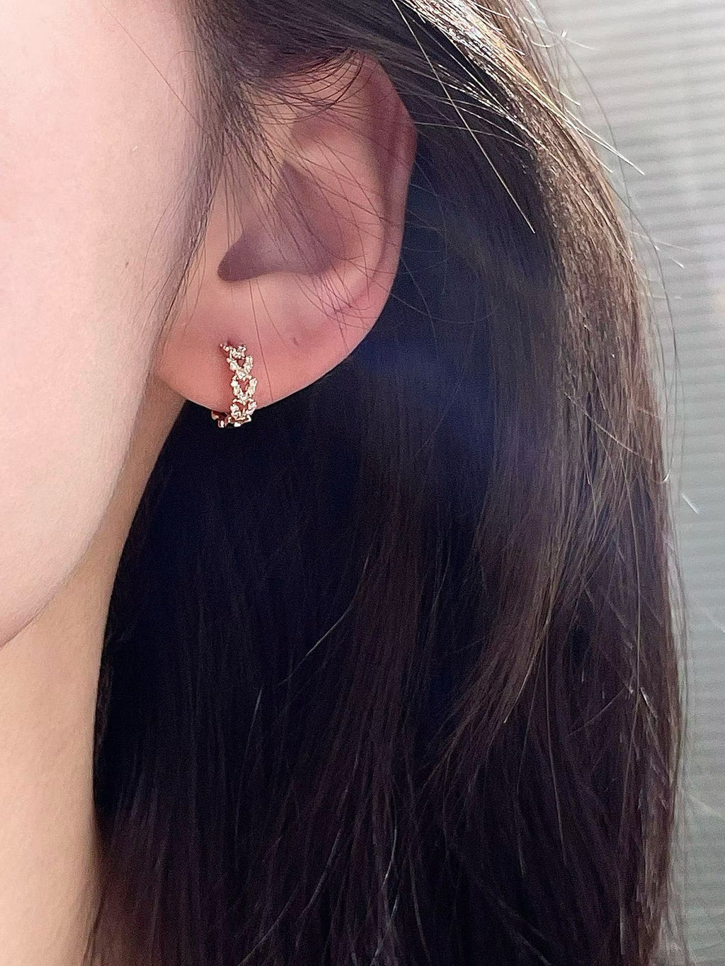 18K麥穗鑽石耳環