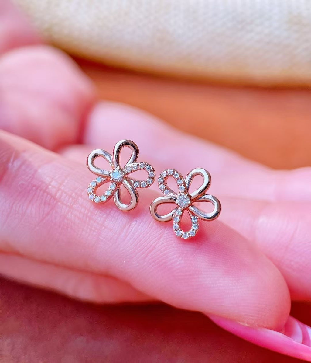 18k鑽石花朵耳環