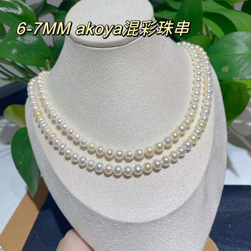 6-7mm akoya海水葷彩珍珠項鍊