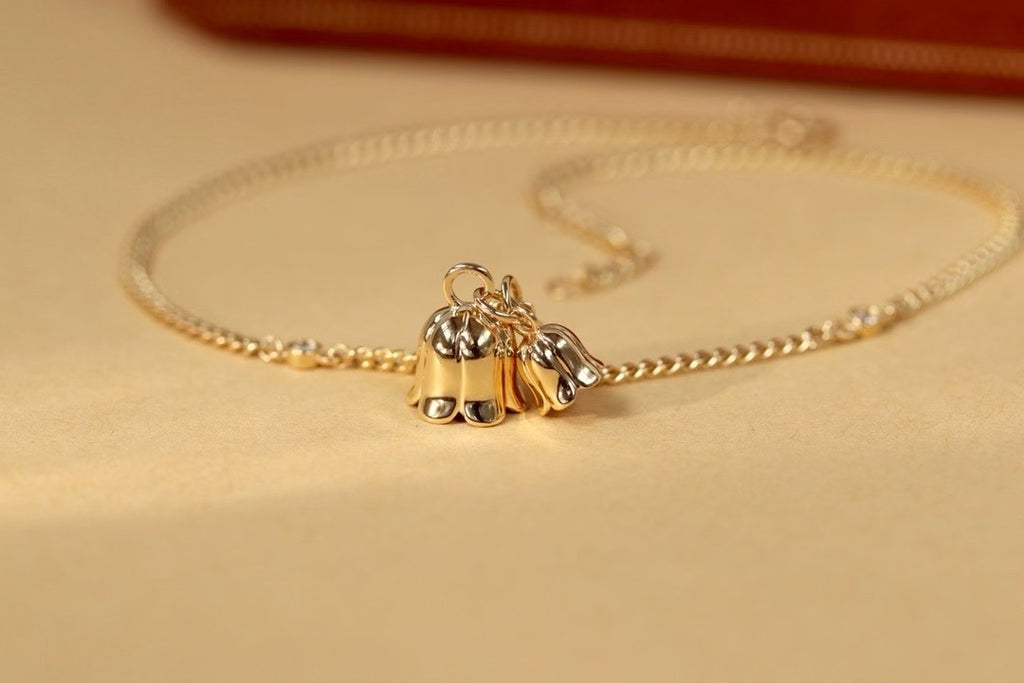 18K金鈴蘭花鑽石腳鏈