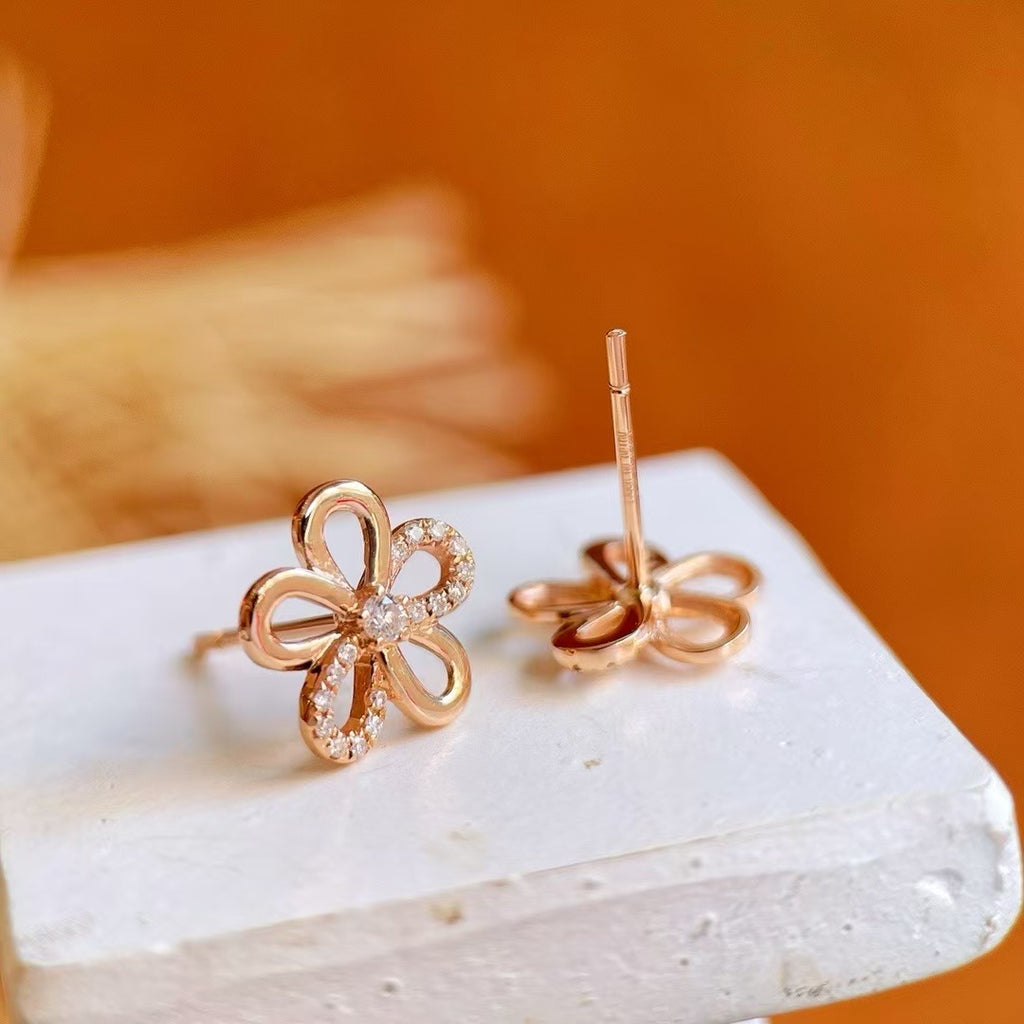 18k鑽石花朵耳環