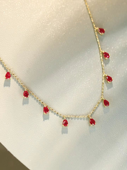 18K水滴紅寶石頸鏈