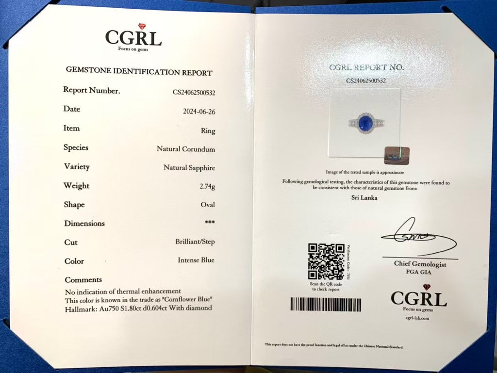 18k金鑲藍寶石戒指