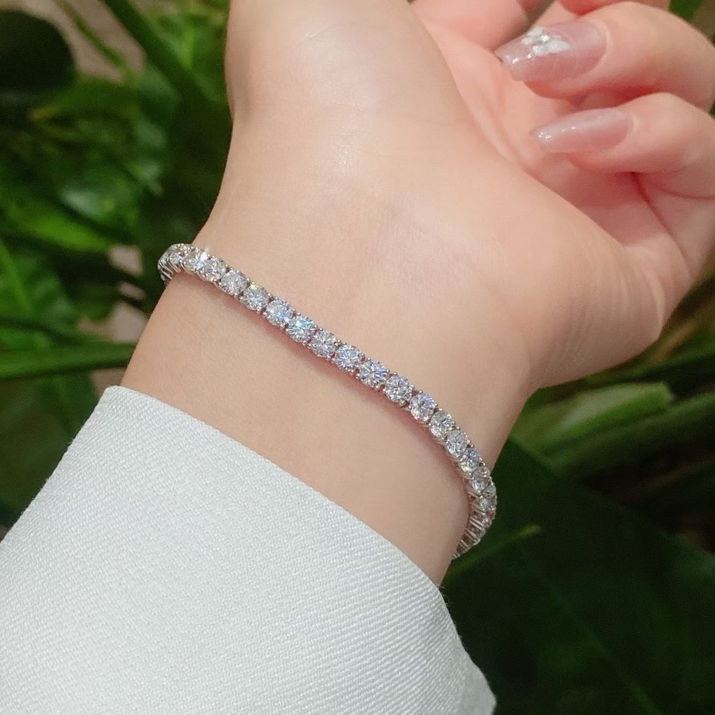 Pt950培育鑽四爪網球手鍊