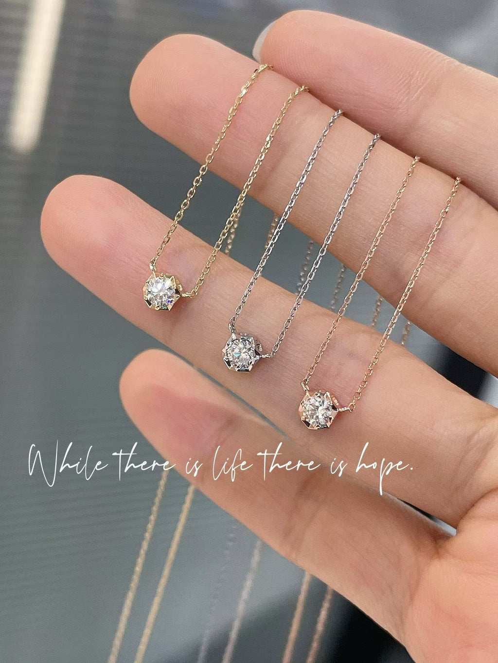 18k鑲嵌天然鑽石頸鏈