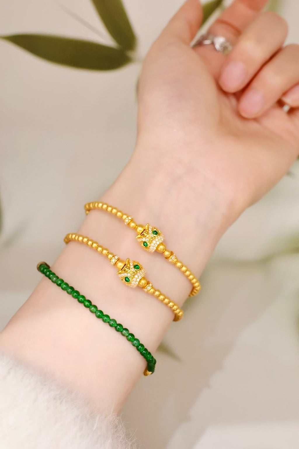 18k綠寶莫桑鑽舞獅手鏈