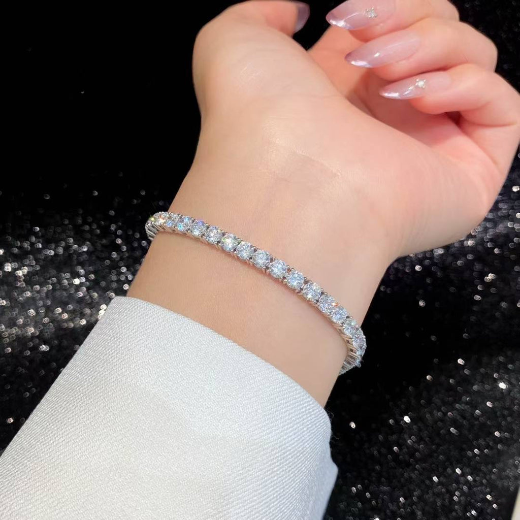 Pt950培育鑽四爪網球手鍊