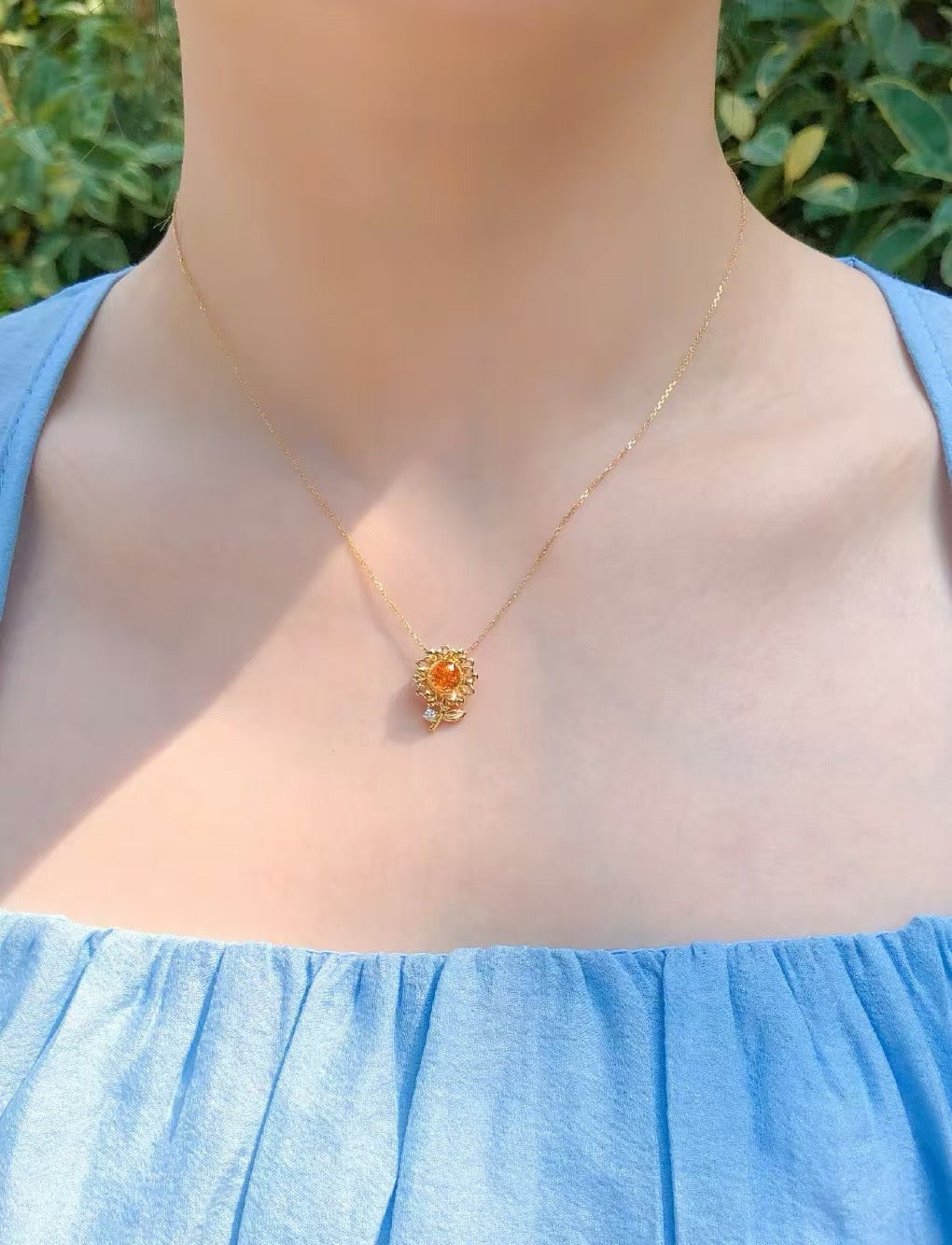 18k黃金向日葵芬達項鍊