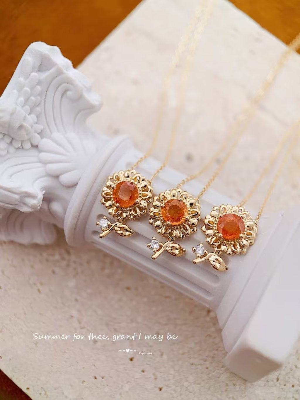 18k黃金向日葵芬達項鍊