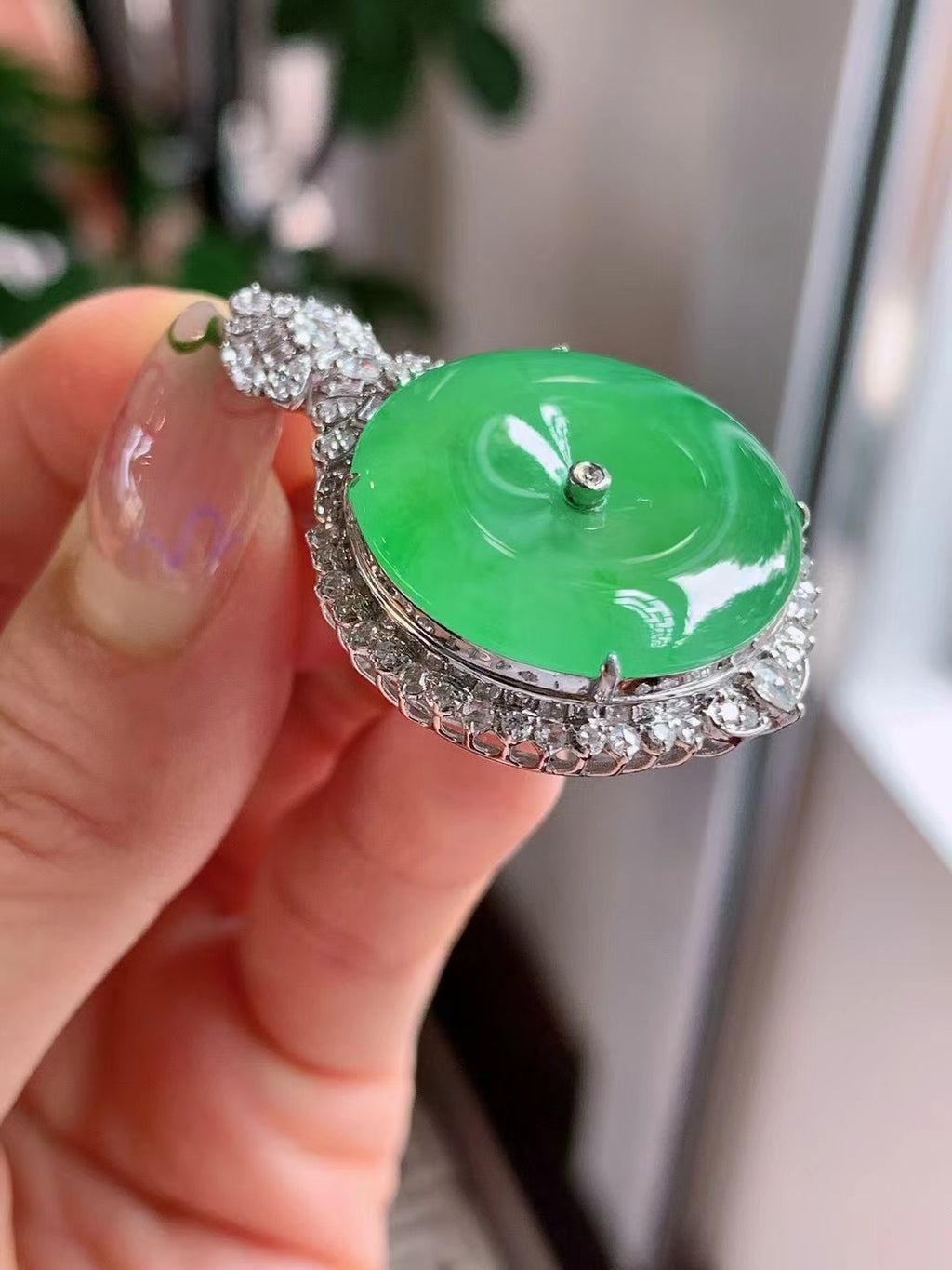 翡翠滿綠平安扣吊墜