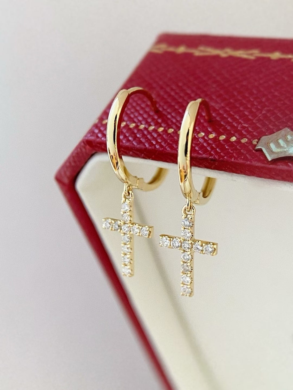 18k金十字架耳環