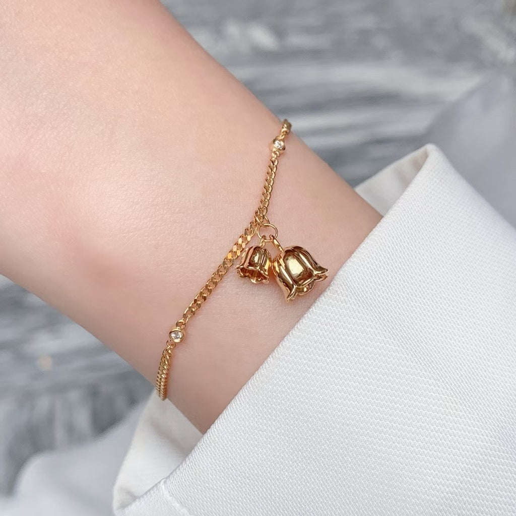 18K金鈴蘭花鑽石手鍊