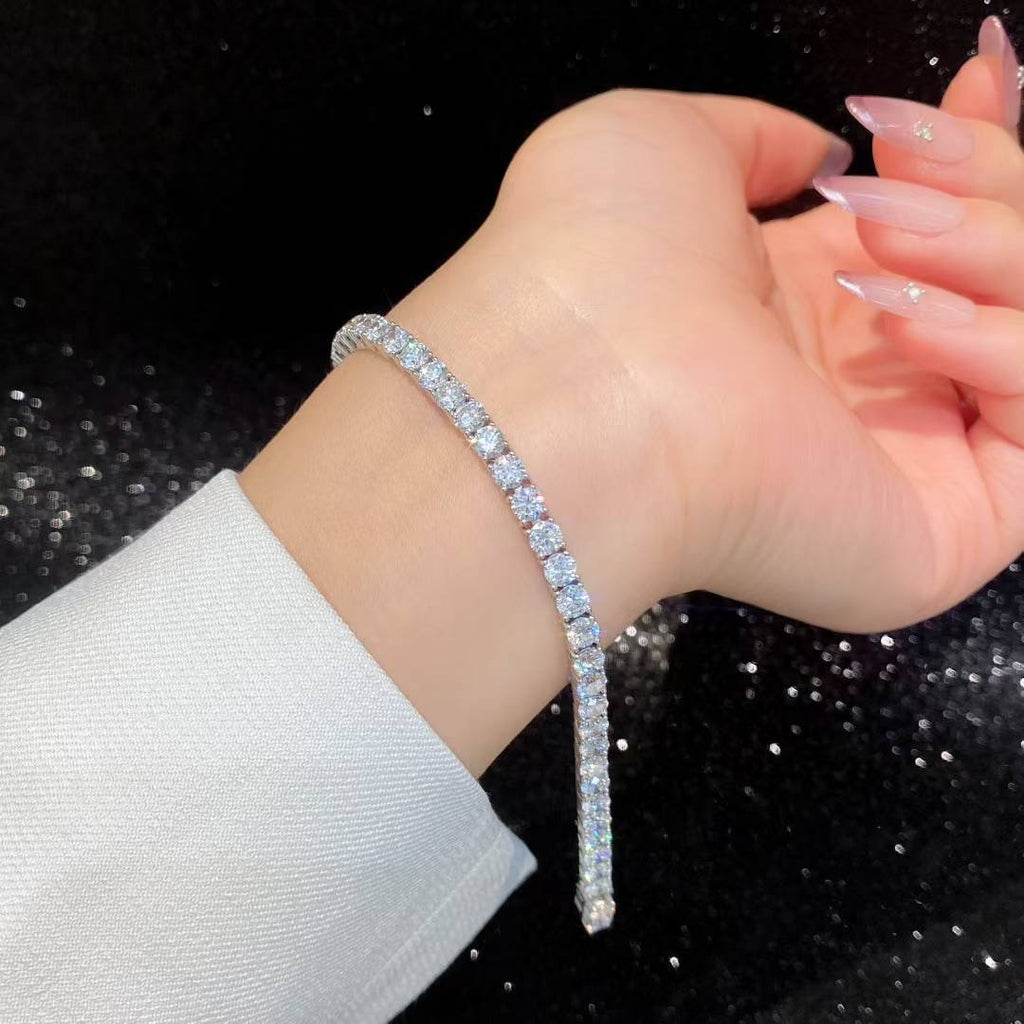 Pt950培育鑽四爪網球手鍊