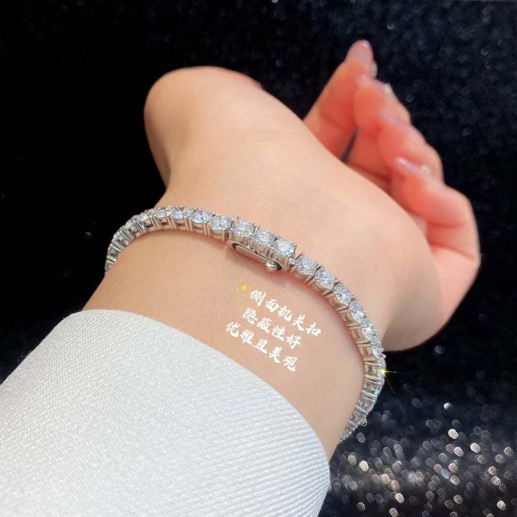 Pt950培育鑽四爪網球手鍊