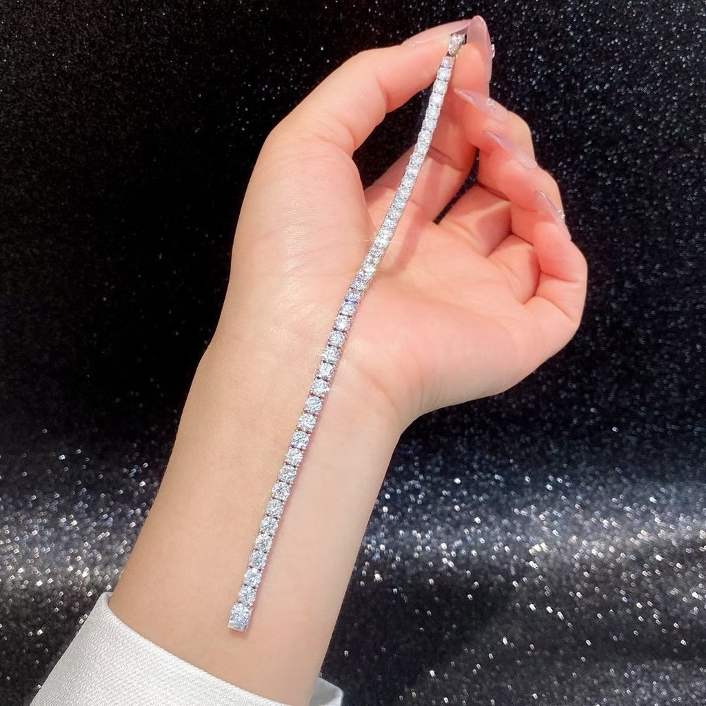 Pt950培育鑽四爪網球手鍊