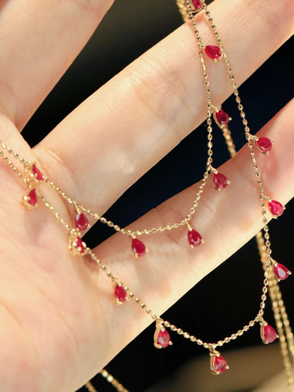 18K水滴紅寶石頸鏈