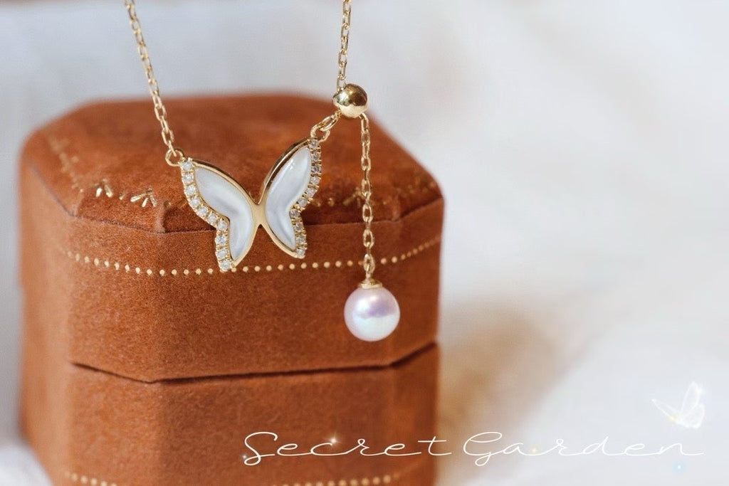 18k金鑽石蝴蝶項鍊