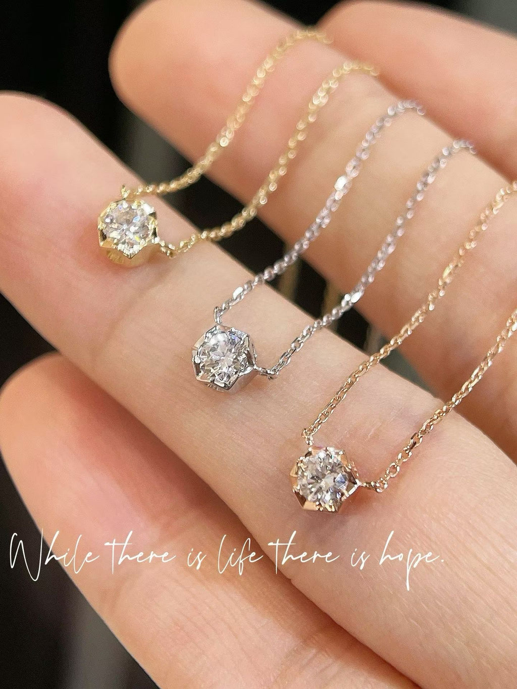 18k鑲嵌天然鑽石頸鏈