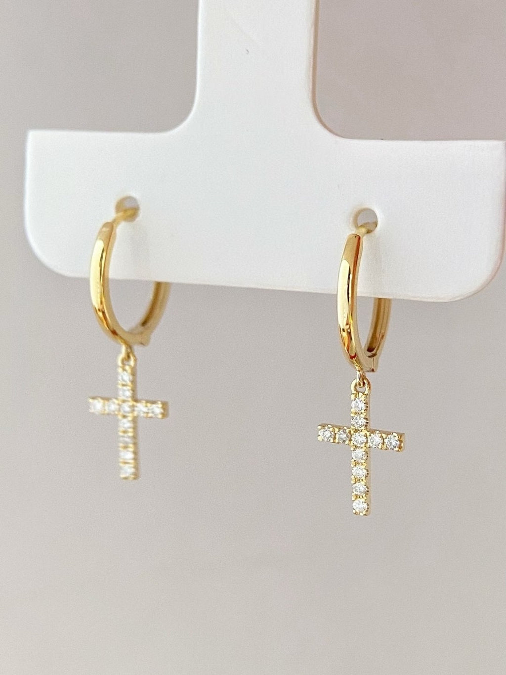 18k金十字架耳環
