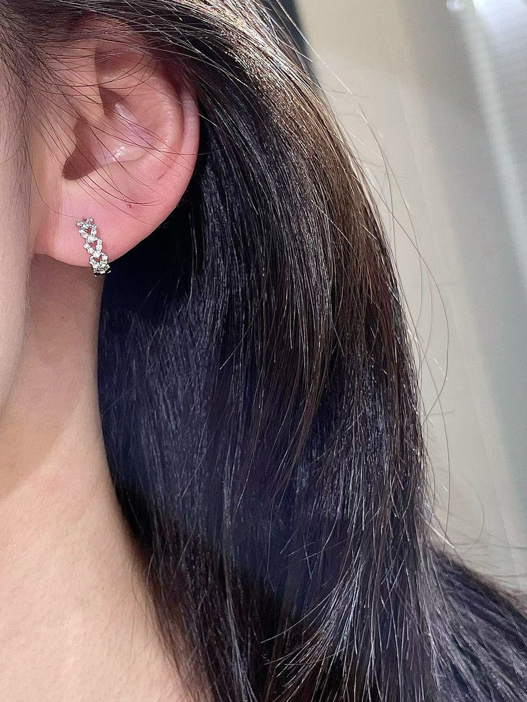 18K麥穗鑽石耳環