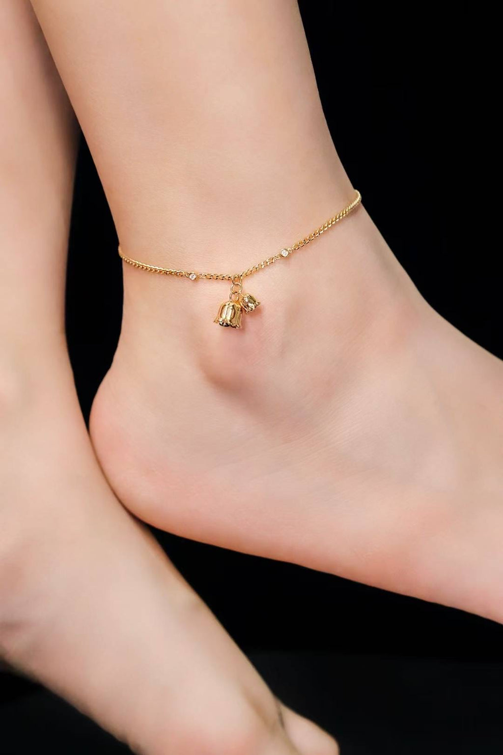 18K金鈴蘭花鑽石腳鏈