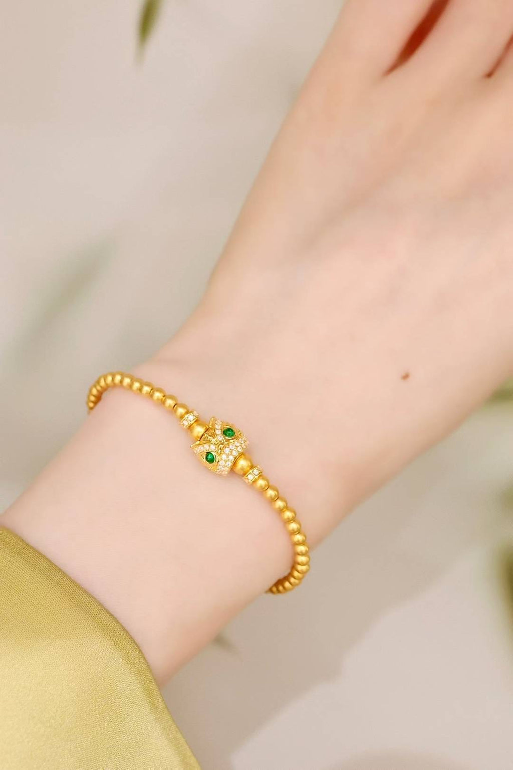 18k綠寶莫桑鑽舞獅手鏈