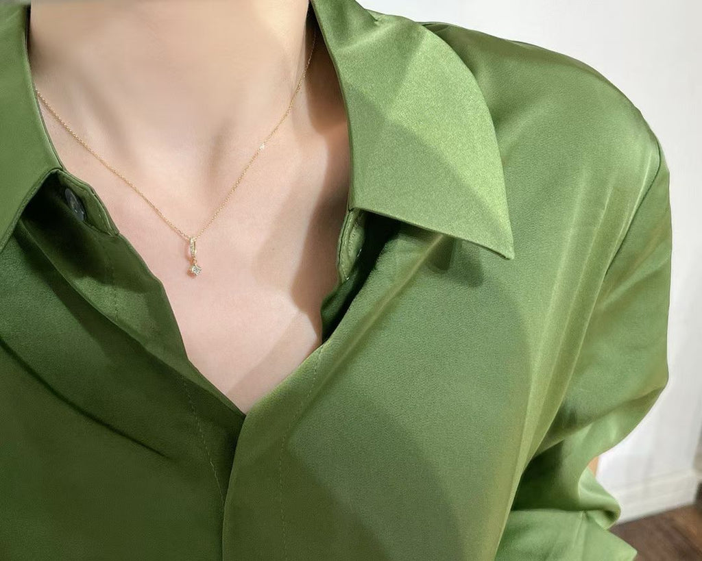 18K天然鑽石海藍寶頸鏈