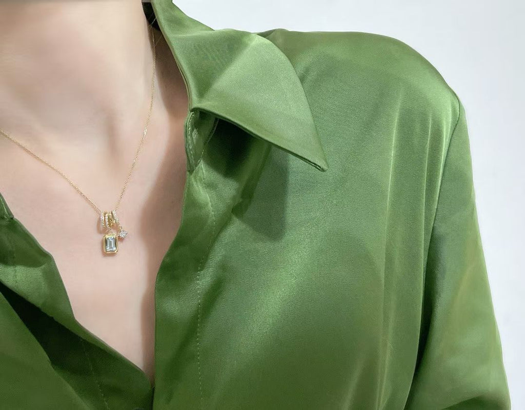 18K天然鑽石海藍寶頸鏈