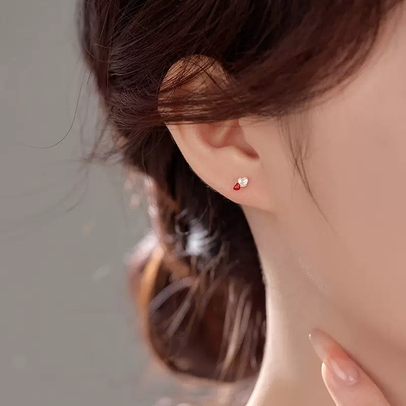 S925紅色鋯石耳環 ES3109