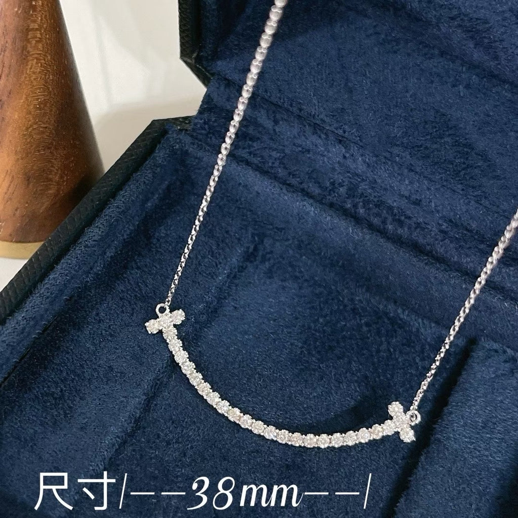 18k鑲天然鑽石笑臉項鏈